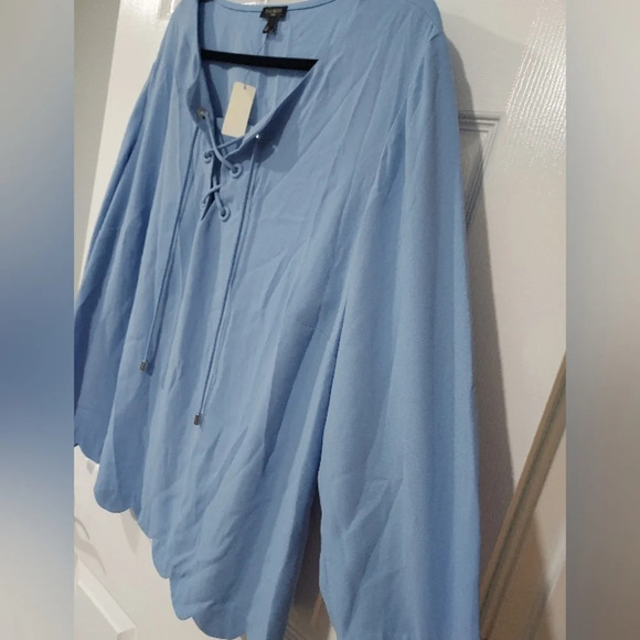 NWT Talbots Woman Periwinkle Blue Scallop Hem 3/4 Sleeve Blouse in Size 2X - Picture 6 of 9